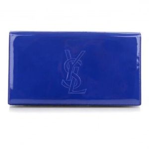 YSL BELLE DE JOUR YVES SAINT LAURENT PATENT LEATHER BLU ROYAL POCHETTE CLUTCH